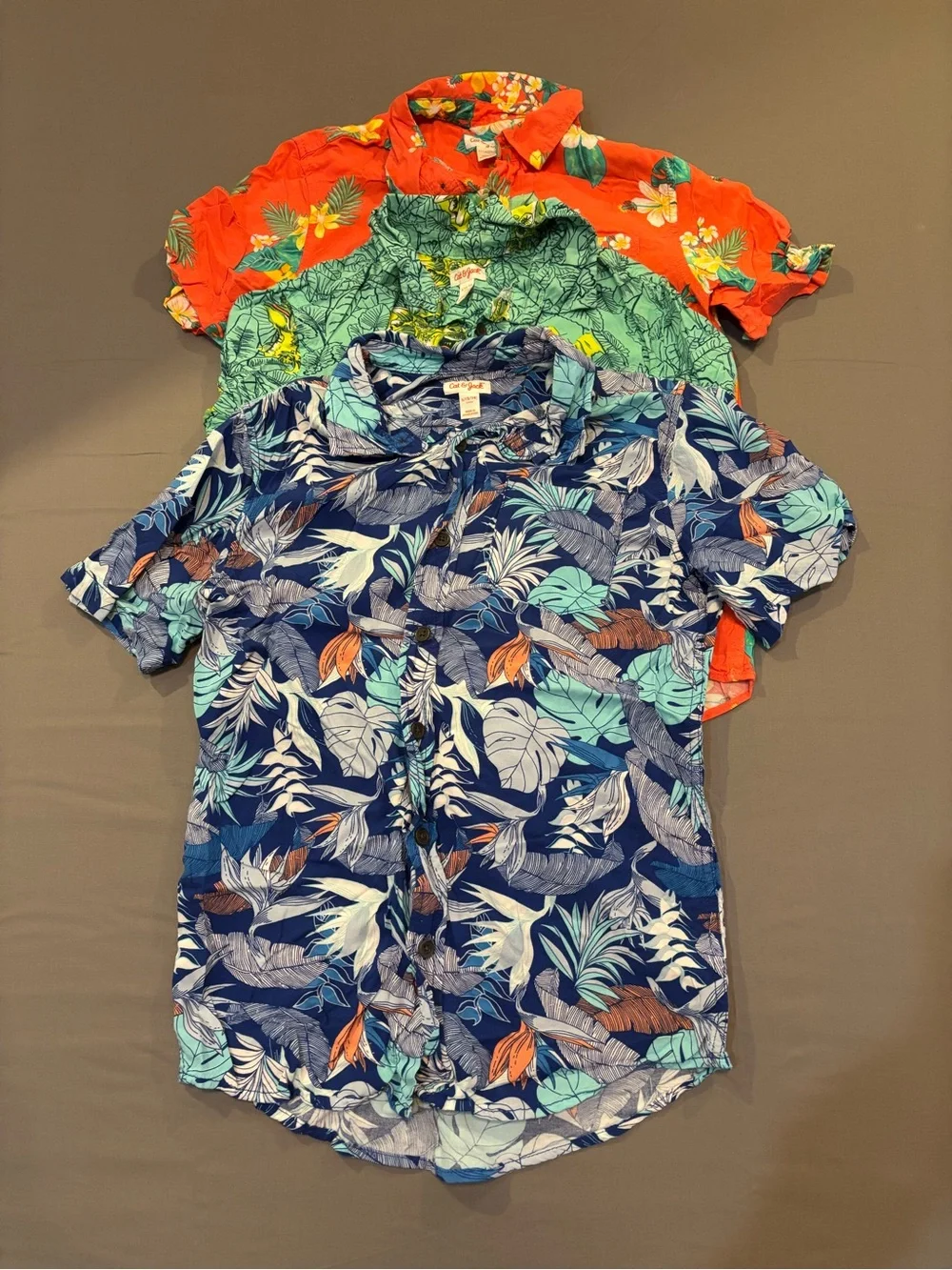 Set Of 3 Cat And Jack Boys Summer Hawaiian Shirts Size L 10/12